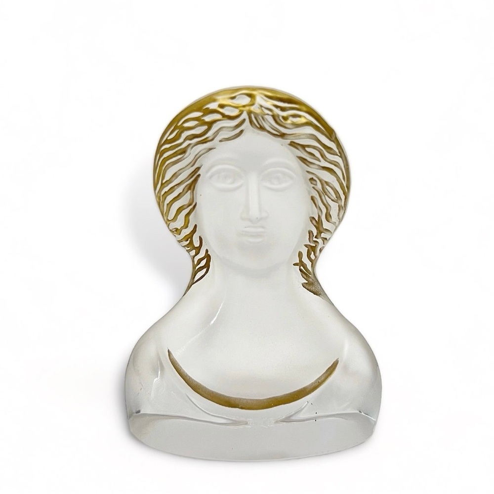 Daum France Pierre Roulot Madonna Art Glass Female Bust Figurine Signed Numbered